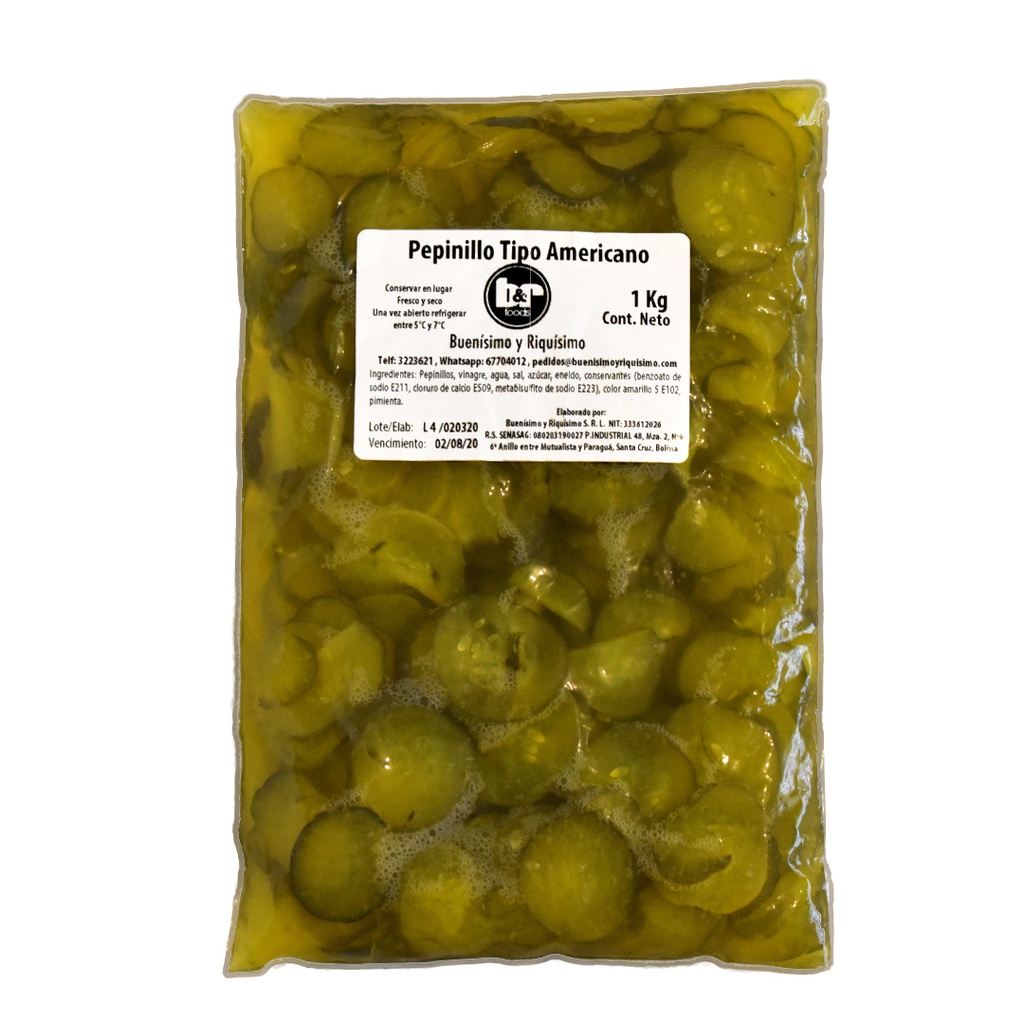 Pepinillos en Rodajas Tipo Americano Kg